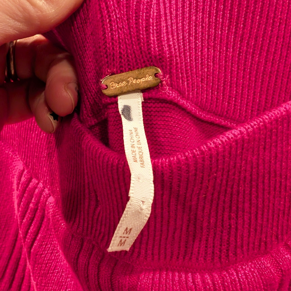 Free People Vibrant Pink Tiered Knit Skirt, Medium - Picture 4 of 5